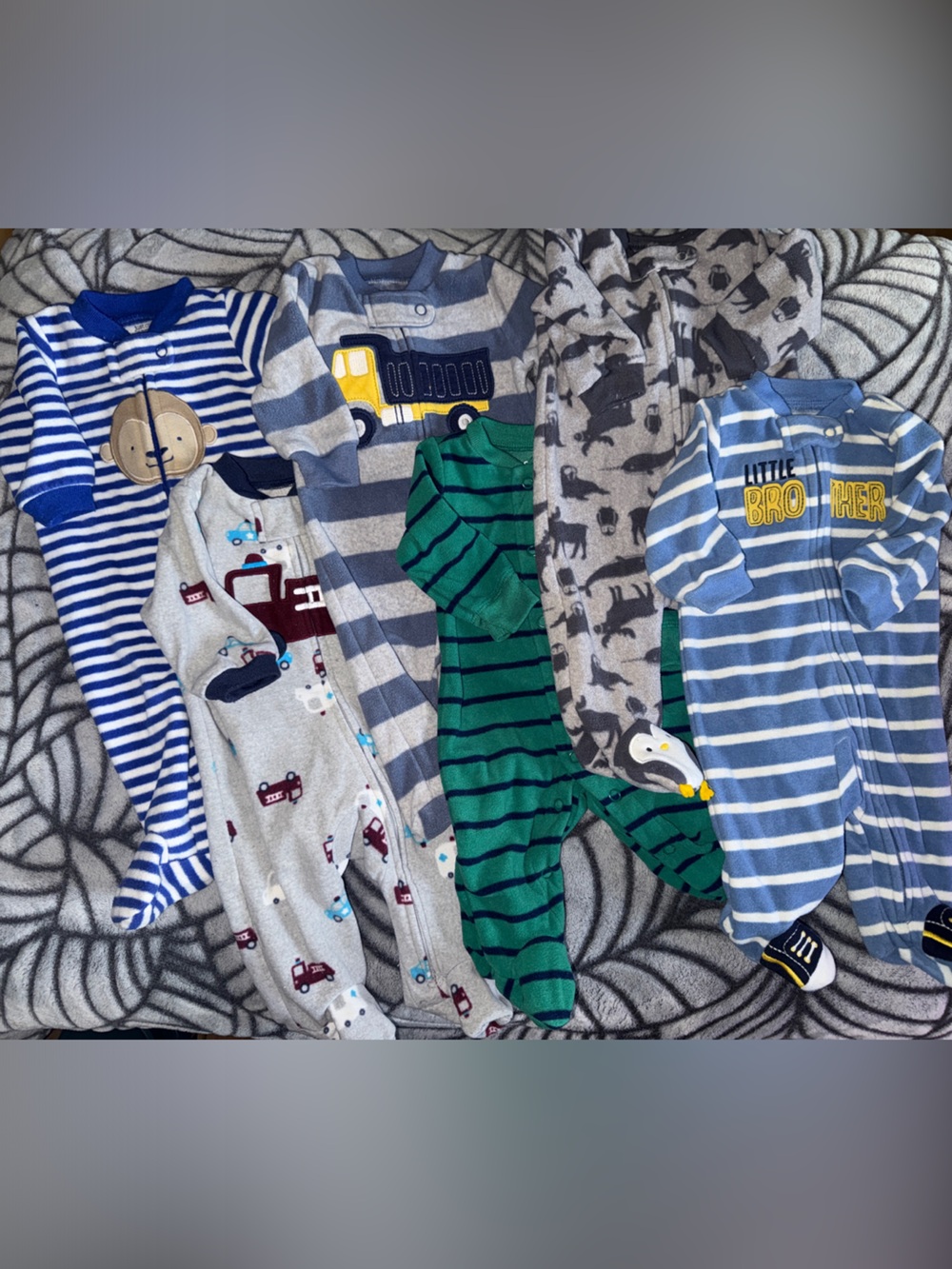 Baby FLEECE Footie Pajamas Size Newborn - Bundle of 6